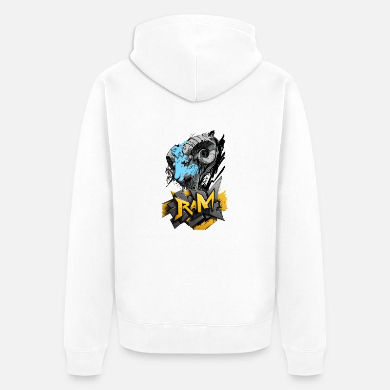 Widder, Widder-Zeichen - Unisex Premium Bio Zip Hoodie - Weiß