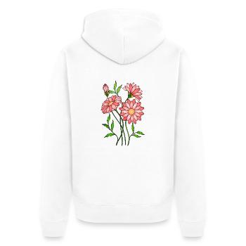 Blumen - Unisex Premium Bio Zip Hoodie - Weiß - Hinten - Thijin (182cm)
