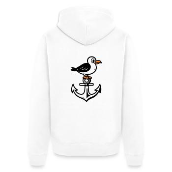 Seagull Anchor Comic - Unisex Premium Organic Zip Hoodie - white - Back - Thijin (182cm)