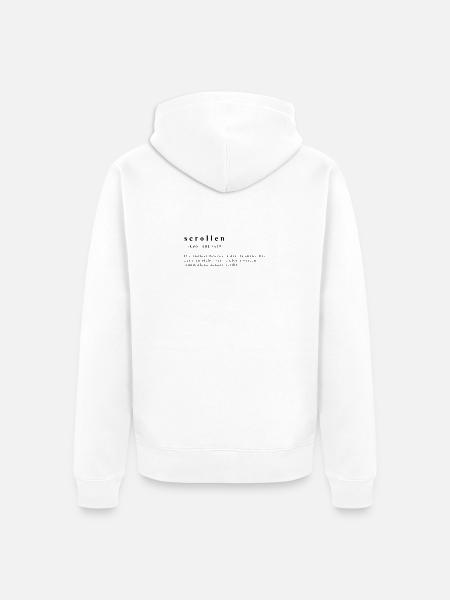 Scrolling – The Art of Thumb Acrobatics - Unisex Premium Organic Zip Hoodie - white