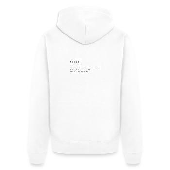 Essen – Verb - Die nächtliche Genusskunst - Unisex Premium Bio Zip Hoodie - Weiß - Hinten - Thijin (182cm)