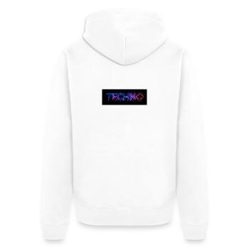 Techno Neon Glitch Text - Unisex Premium Bio Zip Hoodie - Weiß - Hinten - Thijin (182cm)