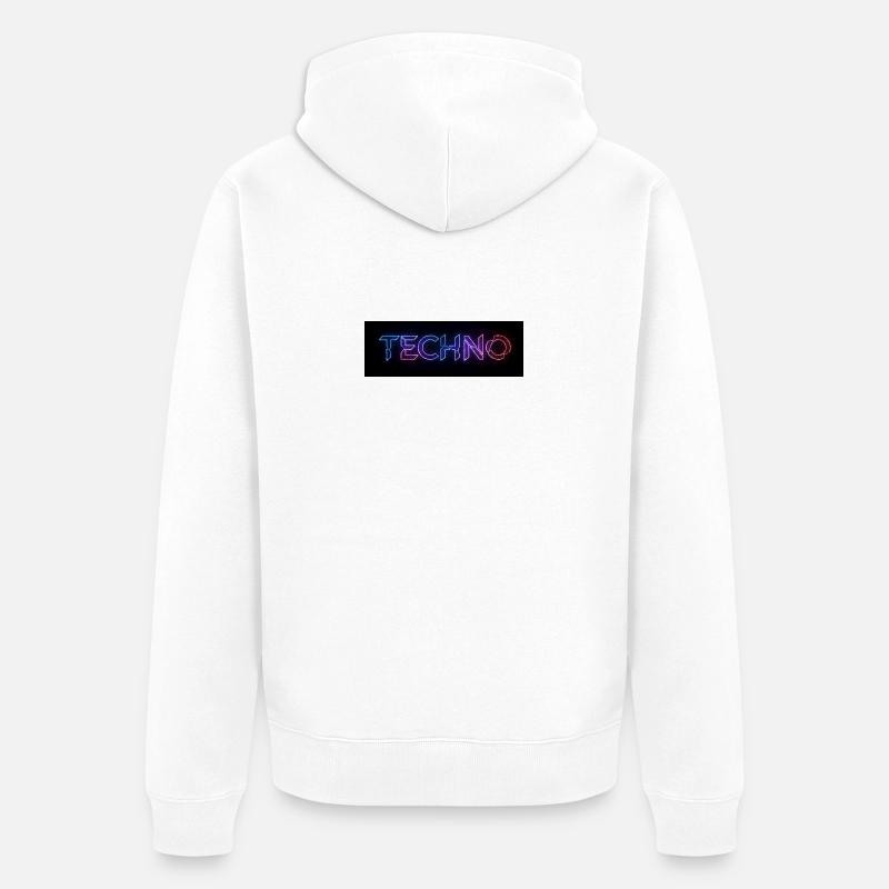 Texte de bug techno néon - Veste à capuche bio Premium Unisexe - blanc