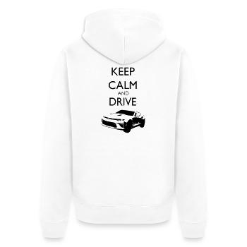 Keep Calm and Drive Camaro - Unisex Premium Bio Zip Hoodie - Weiß - Hinten - Thijin (182cm)