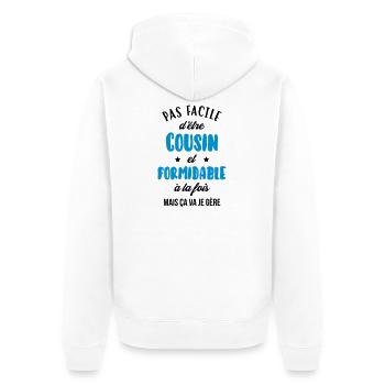 Onkel / Tante / Vetter / Cousin / Kusine - Unisex Premium Bio Zip Hoodie - Weiß - Hinten - Thijin (182cm)