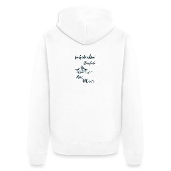 In Gedanken Barfuß am Meer - Unisex Premium Bio Zip Hoodie - Weiß - Hinten - Thijin (182cm)