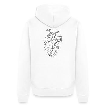 Herz - Unisex Premium Bio Zip Hoodie - Weiß - Hinten - Thijin (182cm)
