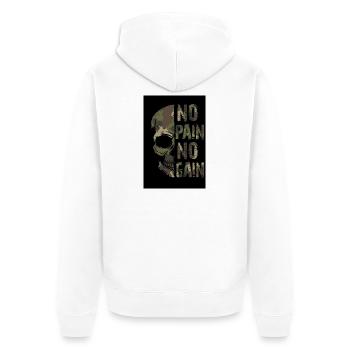 No Pain no Gain - Unisex Premium Organic Zip Hoodie - white - Back - Thijin (182cm)