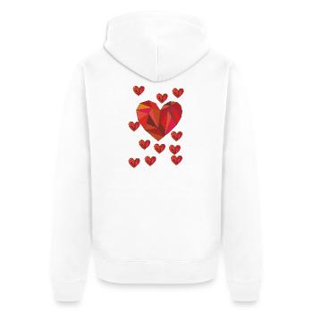 Geometric heart pattern in warm red - Unisex Premium Organic Zip Hoodie - white - Back - Thijin (182cm)