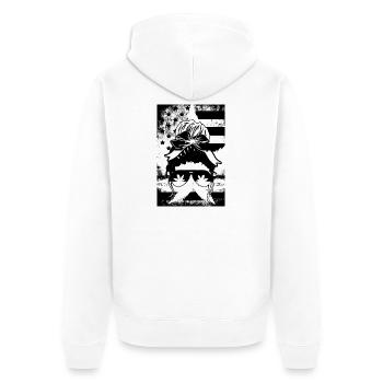 Hanf Frau Brille amerikanische Fahne - Unisex Premium Bio Zip Hoodie - Weiß - Hinten - Thijin (182cm)