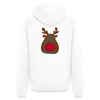 Fröhlicher Rentier-Print für Weihnachten - Unisex Premium Bio Zip Hoodie - Weiß - Hinten - Thijin (182cm)