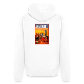 Oklahoma City Skyline Sonnenuntergang - Unisex Premium Bio Zip Hoodie - Weiß - Hinten - Thijin (182cm)