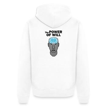 The POWER OF WILL - Unisex Premium Bio Zip Hoodie - Weiß - Hinten - Thijin (182cm)