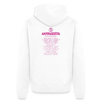 Antifaschistische Definition - Unisex Premium Bio Zip Hoodie - Weiß - Hinten - Thijin (182cm)