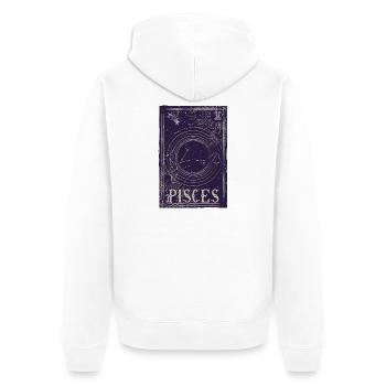 Pisces Zodiac Constellation Circle - Unisex Premium Organic Zip Hoodie - white - Back - Thijin (182cm)