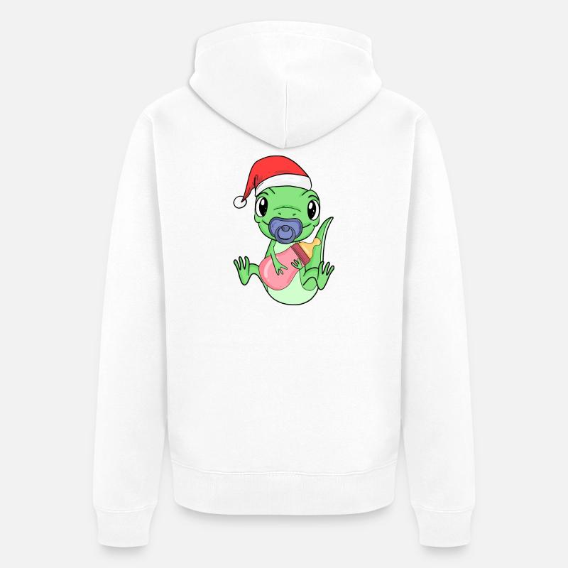 Lézard Bébé Noël - Veste à capuche bio Premium Unisexe - blanc