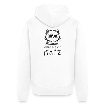alles für die katz - spruch katze, lustige tiere - Unisex Premium Bio Zip Hoodie - Weiß - Hinten - Thijin (182cm)