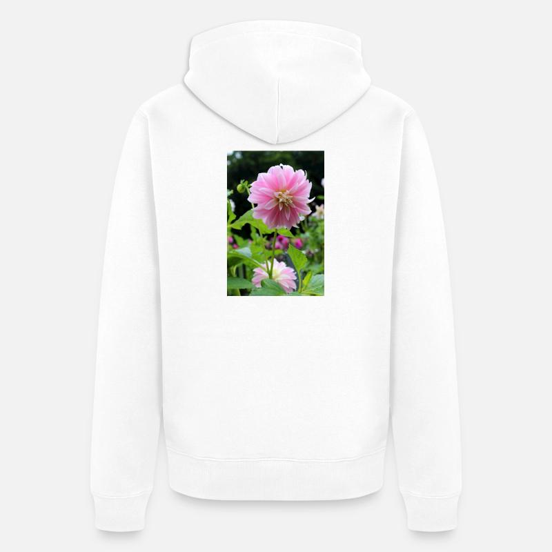 Dahlia rose rose fleur, fleur - Veste à capuche bio Premium Unisexe - blanc