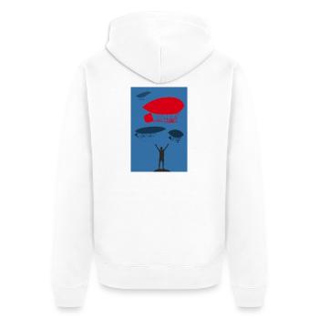 Flug - Unisex Premium Bio Zip Hoodie - Weiß - Hinten - Thijin (182cm)