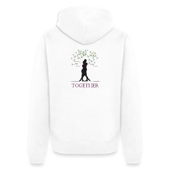 Zusammen schwarz - Unisex Premium Bio Zip Hoodie - Weiß - Hinten - Thijin (182cm)