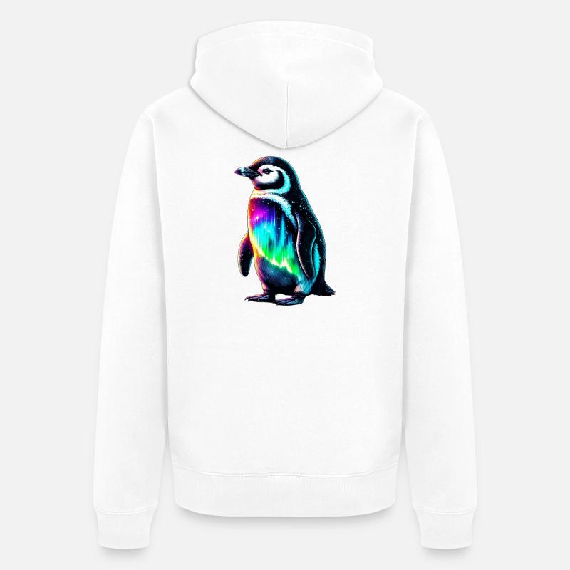 Manchot aurore boréale - Veste à capuche bio Premium Unisexe - blanc