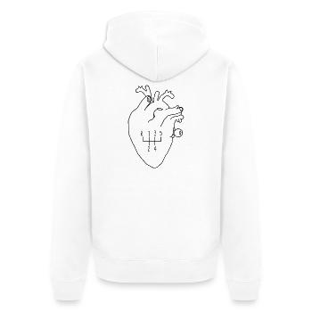 Pilote de changement de vitesse en forme de cœur - Veste à capuche bio Premium Unisexe - blanc - Dos - Thijin (182cm)
