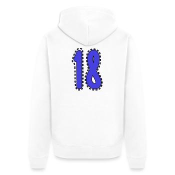 18. 18 ANS. 18e ANNIVERSAIRE. ANNIVERSAIRE 18 ANS. - Veste à capuche bio Premium Unisexe - blanc - Dos - Thijin (182cm)