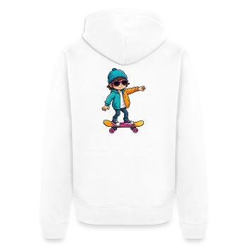 Cool Happy Skateboarding Kid - Unisex Premium Organic Zip Hoodie - white - Back - Thijin (182cm)