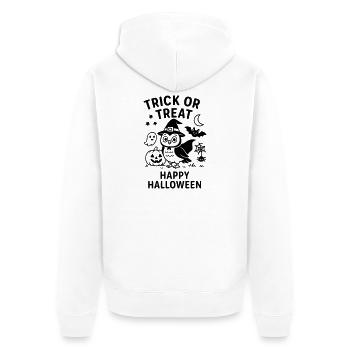 trick - Unisex Premium Bio Zip Hoodie - Weiß - Hinten - Thijin (182cm)