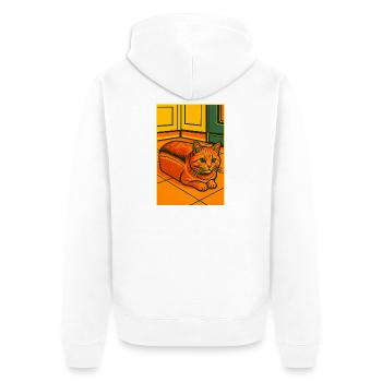 Retraite de chats vivants en carton, j'adore les chats - Veste à capuche bio Premium Unisexe - blanc - Dos - Thijin (182cm)