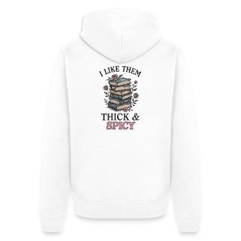 I Like Them Thick & Spicy – Chemise Book Lover - Veste à capuche bio Premium Unisexe - blanc - Dos - Thijin (182cm)