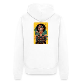 african girl female portrait t-shirt - Unisex Premium Organic Zip Hoodie - white - Back - Thijin (182cm)