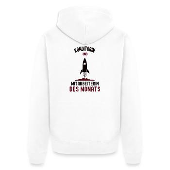 Mitarbeiterin des Monats Konditorin Konditor Frau - Unisex Premium Bio Zip Hoodie - Weiß - Hinten - Thijin (182cm)