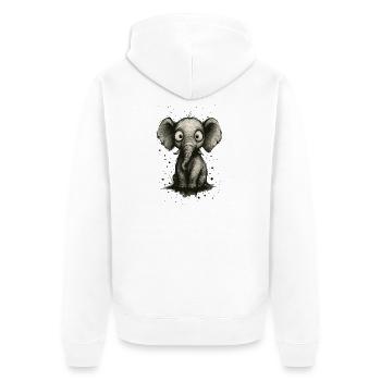 Lustiger Elefant mit großen Ohren – Comic Strip Splash - Unisex Premium Bio Zip Hoodie - Weiß - Hinten - Thijin (182cm)