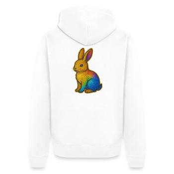 Colorful Glitter Bunny - Unisex Premium Organic Zip Hoodie - white - Back - Thijin (182cm)