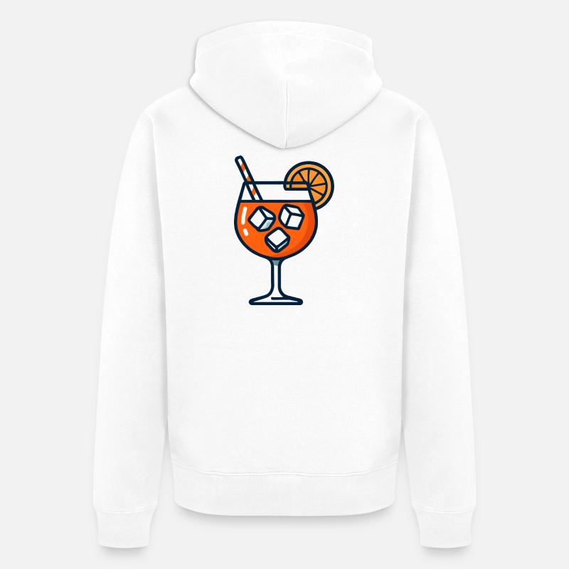 Orange Spritz Glas mit Eis - Unisex Premium Bio Zip Hoodie - Weiß