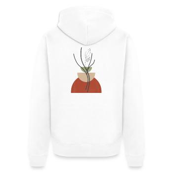 Geometric Plant Vase - Unisex Premium Organic Zip Hoodie - white - Back - Thijin (182cm)