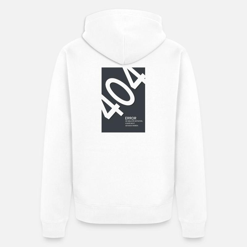 Error 404 Motivation Not Found - Unisex Premium Bio Zip Hoodie - Weiß