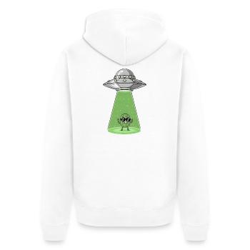 Kaktus Alien im UFO-Licht - Unisex Premium Bio Zip Hoodie - Weiß - Hinten - Thijin (182cm)