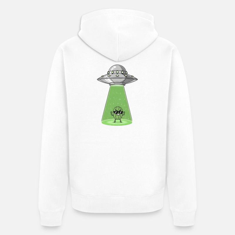 Cactus Alien dans UFO Light - Veste à capuche bio Premium Unisexe - blanc