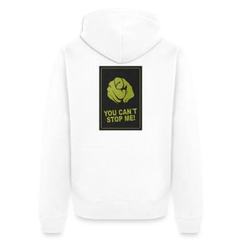 Unstoppable Energy – You Can't Stop Me! - Unisex Premium Organic Zip Hoodie - white - Back - Thijin (182cm)
