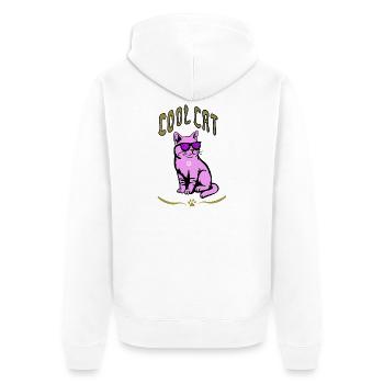 Pink Katze Sonnenbrille Stil - Unisex Premium Bio Zip Hoodie - Weiß - Hinten - Thijin (182cm)