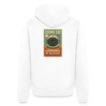 Chat Cosmique – Commandant du Divan | Design rétro - Veste à capuche bio Premium Unisexe - blanc - Dos - Thijin (182cm)