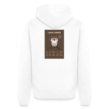 I Have 5 Moods – Funny Owl with Saying - Unisex Premium Organic Zip Hoodie - white - Back - Thijin (182cm)