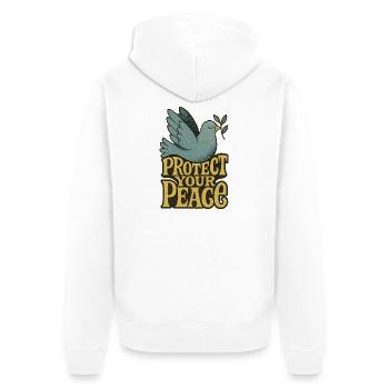Schützen Sie Ihren Friedenstaube Retro-Druck - Unisex Premium Bio Zip Hoodie - Weiß - Hinten - Thijin (182cm)
