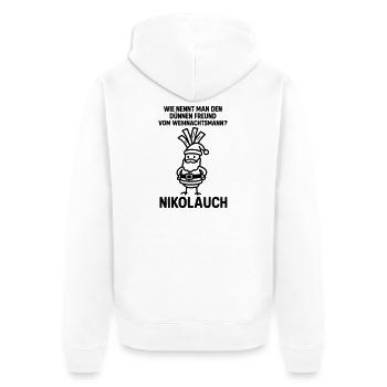 nikolauch Weihnachtsmann witz witzig  - Unisex Premium Bio Zip Hoodie - Weiß - Hinten - Thijin (182cm)