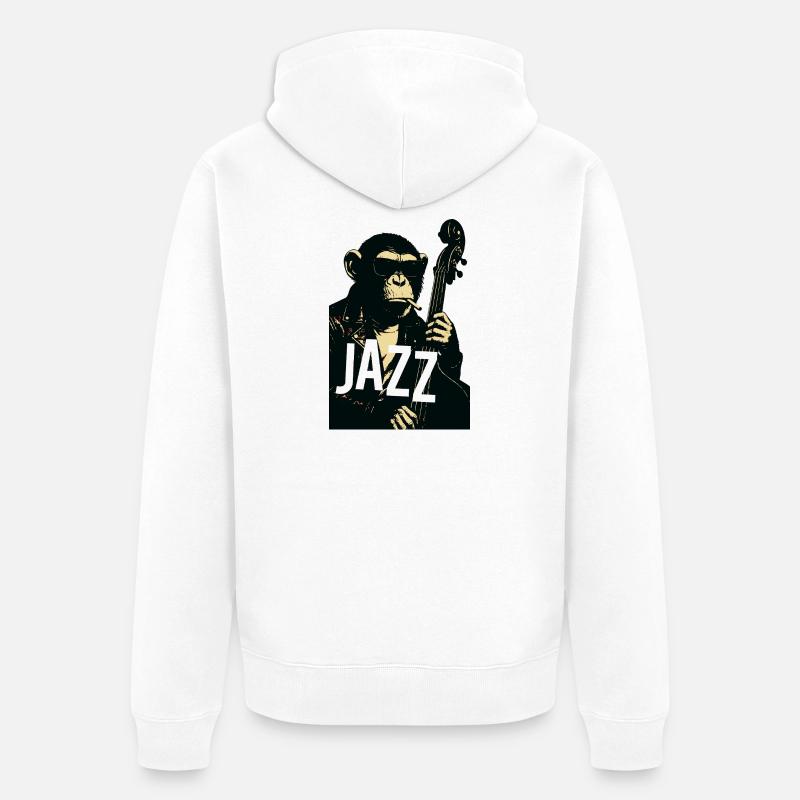 Jazz Monkey Noir Tee - Veste à capuche bio Premium Unisexe - blanc