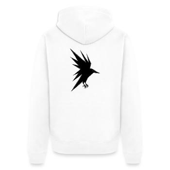 Abstract Black Raven in Flight - Unisex Premium Organic Zip Hoodie - white - Back - Thijin (182cm)