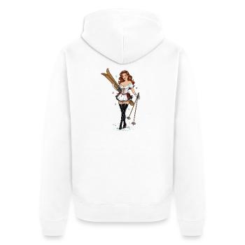 pin-up de ski en dirndl - Veste à capuche bio Premium Unisexe - blanc - Dos - Thijin (182cm)