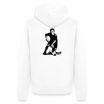 Short and clear floorball - Unisex Premium Organic Zip Hoodie - white - Back - Thijin (182cm)